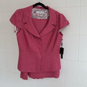 Tahari skirt suit pink tweed NWT